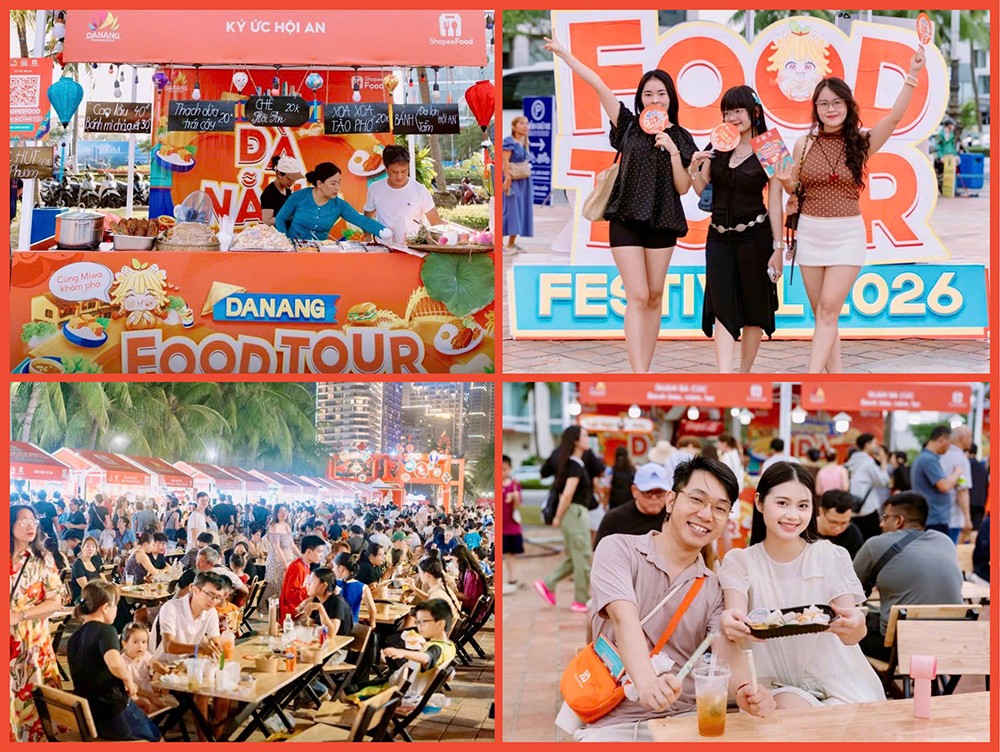 Không khí nhộn nhịp tại Đà Nẵng Food Tour Festival 2026 khi hàng chục nghìn người tham dự cùng khám phá gian hàng.