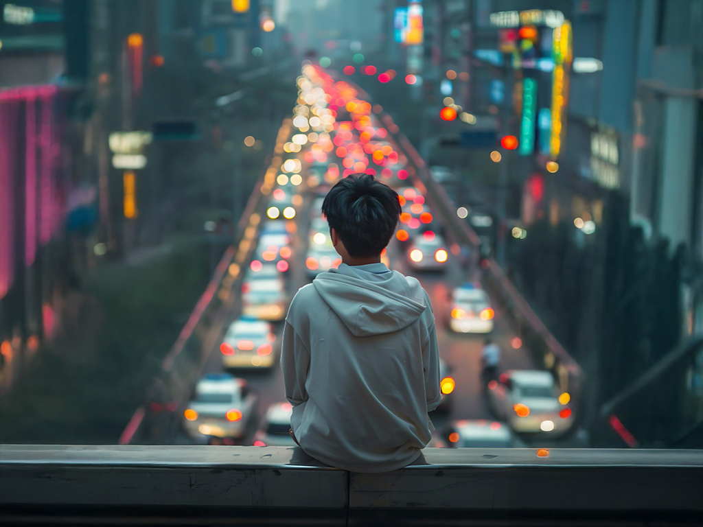Người trẻ giữa đám đông đô thị, ánh nhìn xa xăm, cô đơn trong sự náo nhiệt - Ảnh: Freepik