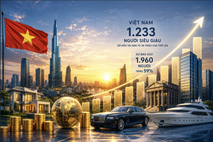 Việt Nam hiện có 1.233 cá nhân sở hữu tài sản từ 30 triệu USD trở lên, đứng thứ 4 thế giới về tốc độ gia tăng giới siêu giàu. Ảnh: AI