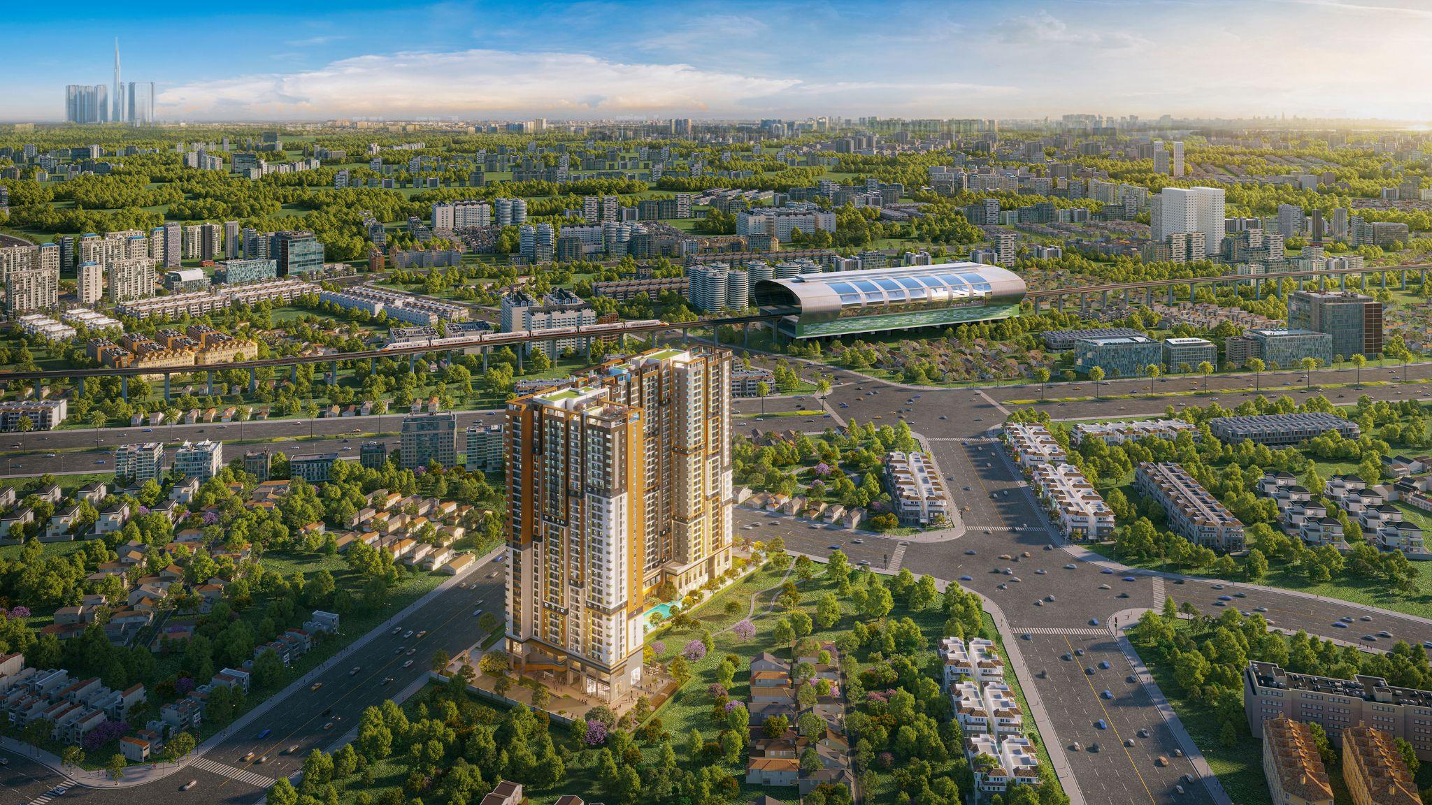 The Aspira liền kề Vành đai 3, trung điểm 2 trạm S12 - S13 Metro số 1. Ảnh: The Aspira