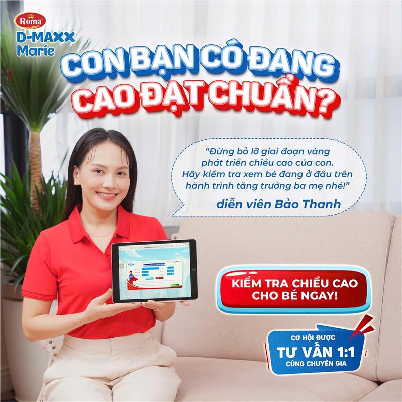 Diễn viên Bảo Thanh trải nghiệm công cụ đánh giá thể trạng cho con