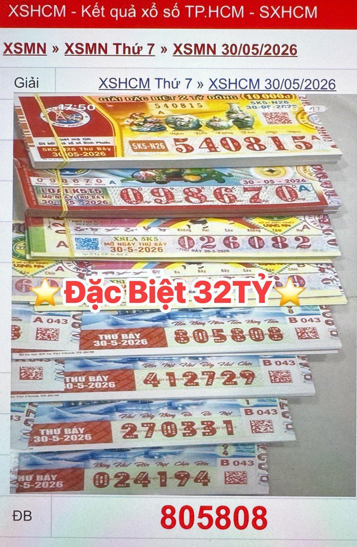 Giải độc đắc của vé số TPHCM trúng tại tỉnh Tây Ninh. Ảnh: ĐLVS Thanh