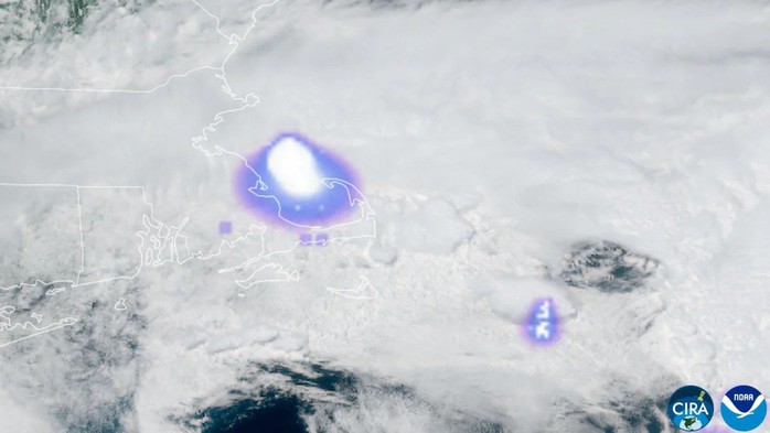 Hình ảnh từ NOAA hiển thị vị trí thiên thạch đi vào bầu khí quyển. Ảnh: NOAA