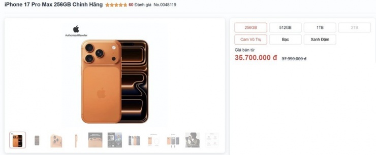 iPhone 17 Pro Max liên tục giảm giá (Ảnh chụp màn hình).