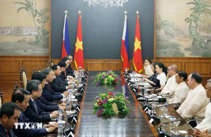 Tổng Bí thư, Chủ tịch nước Tô Lâm hội đàm với Tổng thống Philippines Ferdinand Romualdez Marcos Jr.. Ảnh: TTXVN