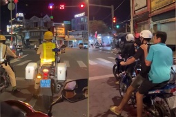 Clip: Người đàn ông không đội mũ bảo hiểm và pha chờ đèn đỏ “rén ngang”