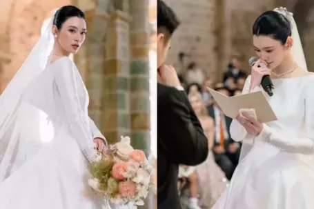 Bí mật phía sau bộ váy cưới sang trọng, thanh tao của “cô dâu Dior” Hề Mộng Dao