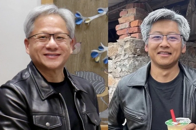 CEO Nvidia Jensen Huang (trái) và Yang Yang. Ảnh: SCMP
