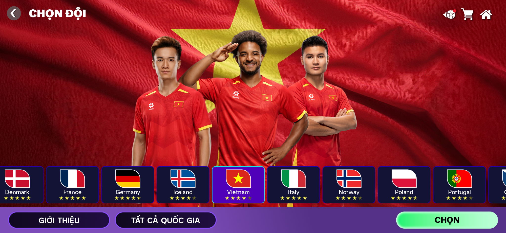Đội tuyển Việt Nam trong chế độ Giải Vô Địch Thế Giới của FC Mobile