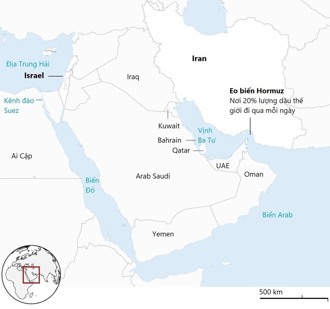 Vị trí Kuwait và Iran. Đồ họa: Guardian