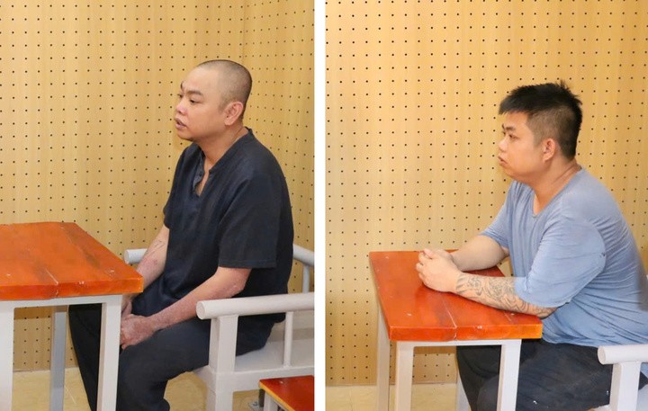 Hai bị can tại cơ quan công an. (Ảnh: Công an Hà Tĩnh)