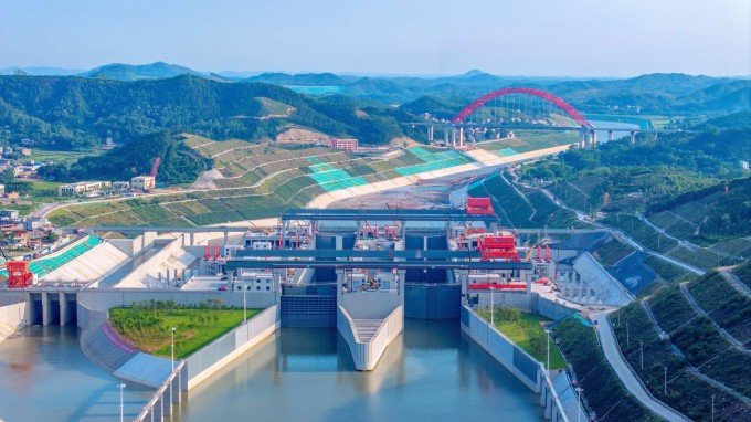 Âu tàu Mã Đạo thuộc kênh đào Bình Lục ở tỉnh Quảng Tây ngày 3/6. Ảnh: Xinhua