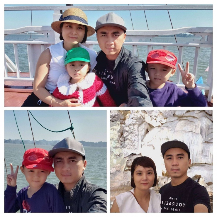 Gia đình anh Hoàng chụp ảnh check-in tại Hạ Long - Quảng Ninh. Ảnh: NVCC