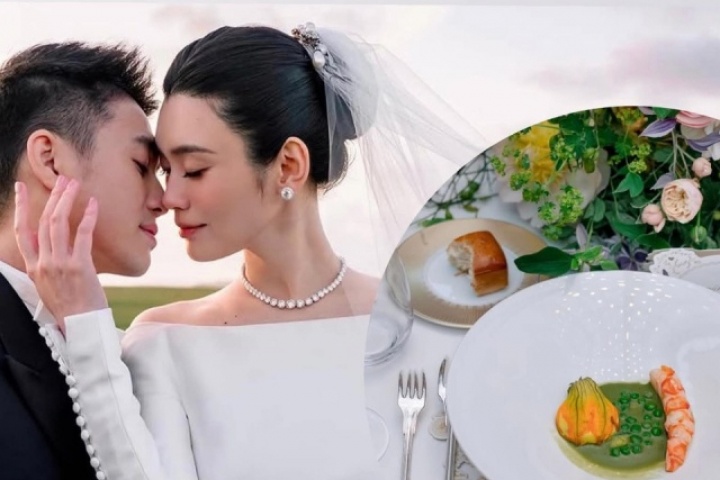 Hề Mộng Dao đãi tiệc cưới với gan vịt Pháp, tôm hùm Na Uy