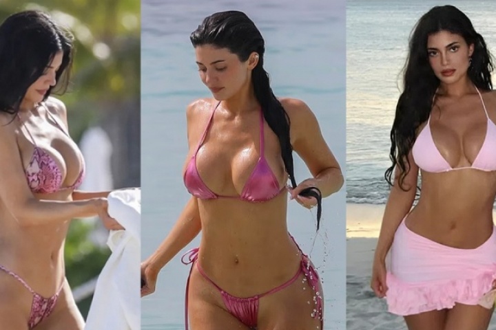 Kylie Jenner khoe dáng nóng bỏng với loạt bikini hồng siêu nhỏ
