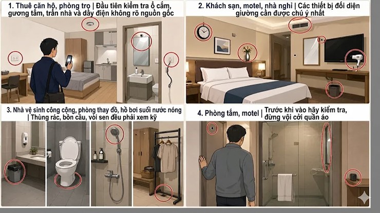 Camera quay lén có thể đặt ở nhiều khu vực nhạy cảm.