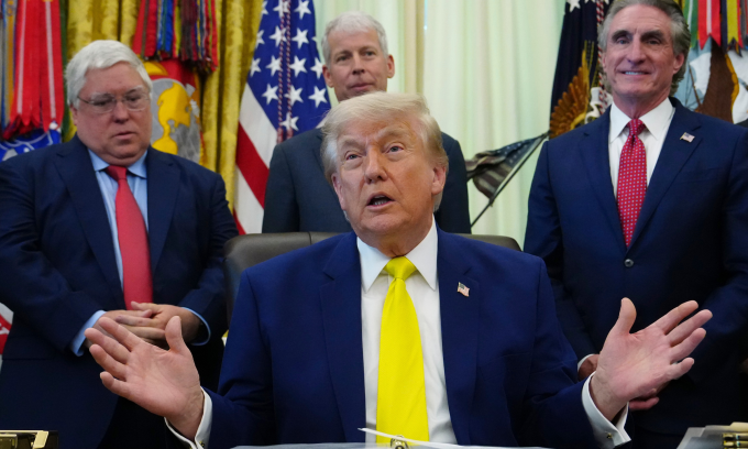 Tổng thống Mỹ Donald Trump phát biểu tại Phòng Bầu dục hôm 4/6. Ảnh: AP
