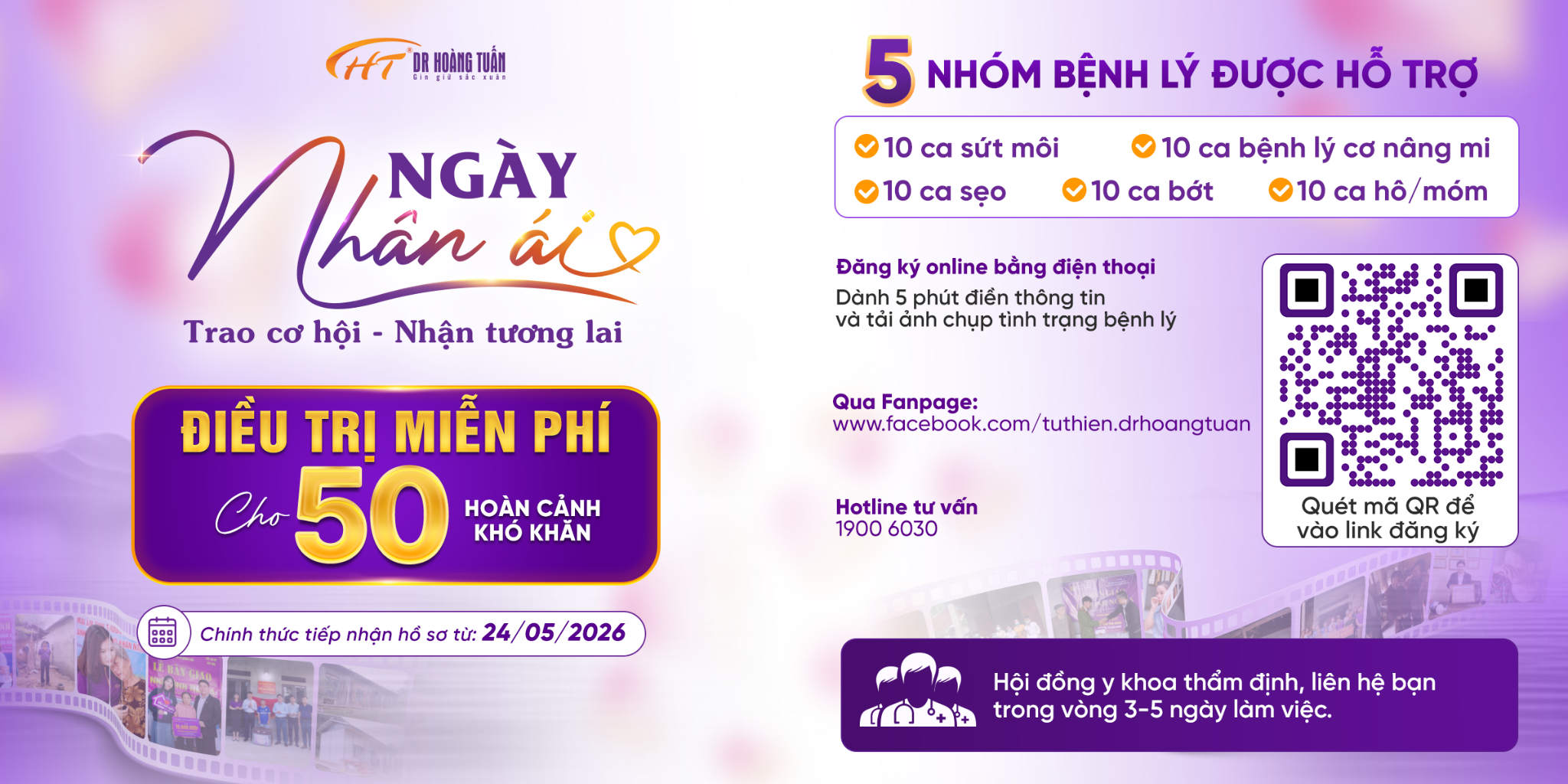 Bệnh nhân và người nhà có thể quét mã QR trên ảnh để vào link đăng ký trực tuyến.