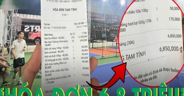 Xôn xao hóa đơn ‘khủng’ tại sân pickleball: 290 lon bia, khô mực, trứng luộc hết gần 7 triệu đồng