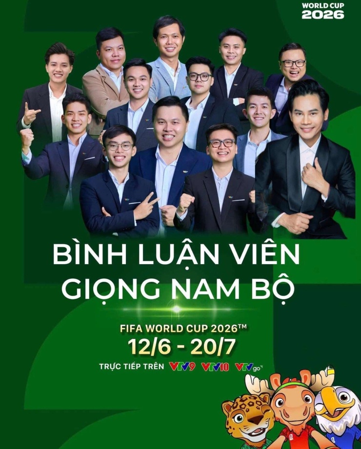 12 BLV giọng Nam Bộ sẽ tham gia bình luận&nbsp;World Cup 2026 trên sóng VTV. Ảnh: VTV