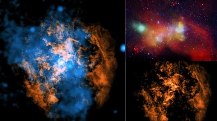 Hình ảnh khu vực trung tâm của thiên hà chứa Trái Đất Milky Way được chụp bởi 2 đài quan sát thiên văn vô tuyến và tia X - Ảnh: ALMA/NASA