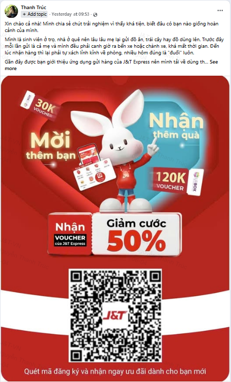  Bài đăng chia sẻ trải nghiệm của người dùng trên Facebook