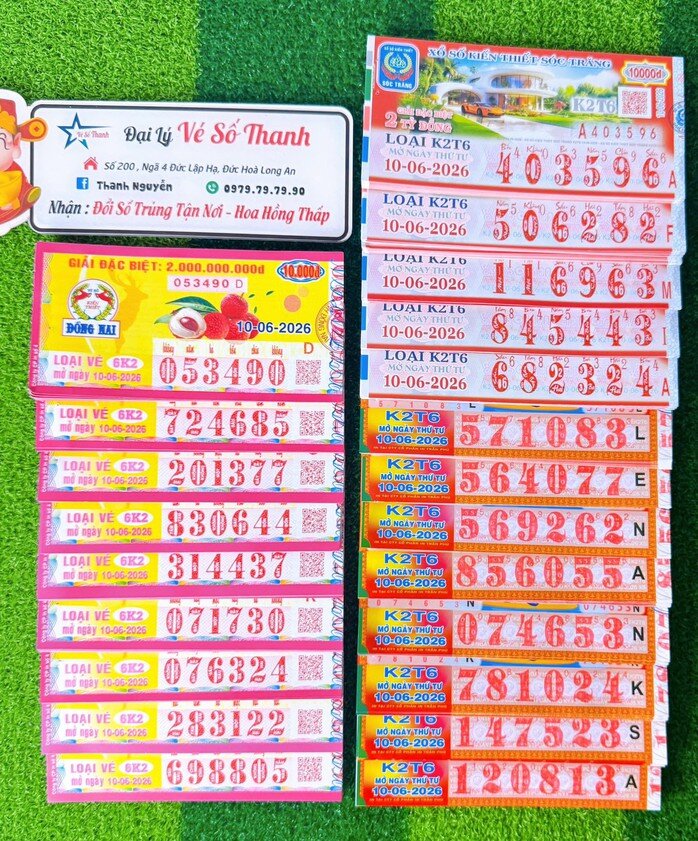 Xổ số miền Nam ngày 10-6 sẽ mở thưởng đối với vé số của 3 đài là Cần Thơ, Sóc Trăng và Đồng Nai. Ảnh: ĐLVS Thanh