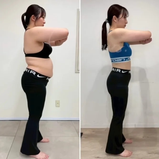 Suzu trước và sau khi giảm thành công 23kg.