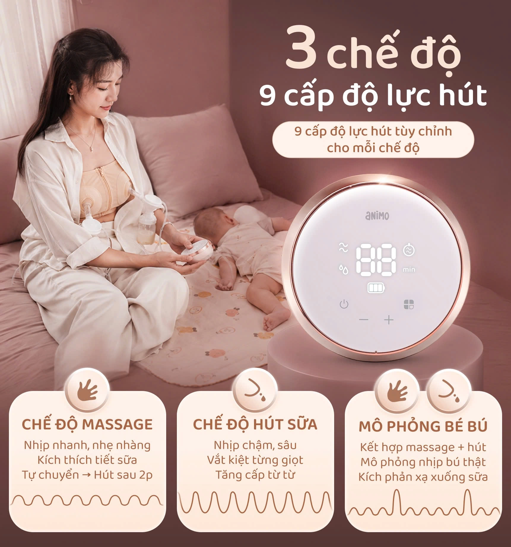 Animo mang đến nhiều chế độ linh hoạt cho mẹ.