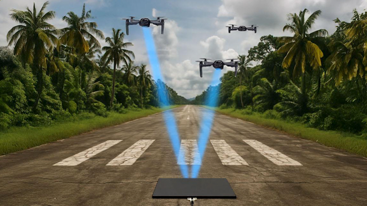 Hình minh họa đàn drone có khả năng sạc không dây.