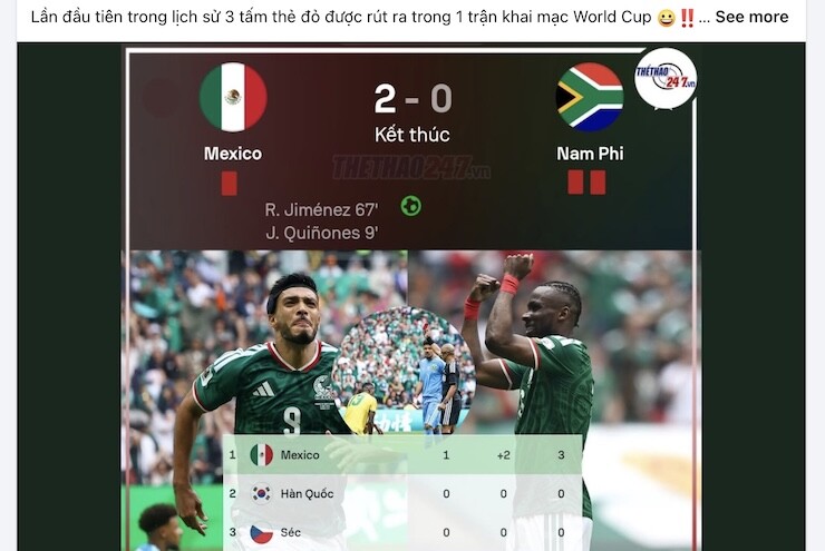 [World Cup 2026] Dân mạng sau trận Mexico - Nam Phi: "2 bàn thắng, 3 thẻ đỏ và vô vàn cảm xúc"