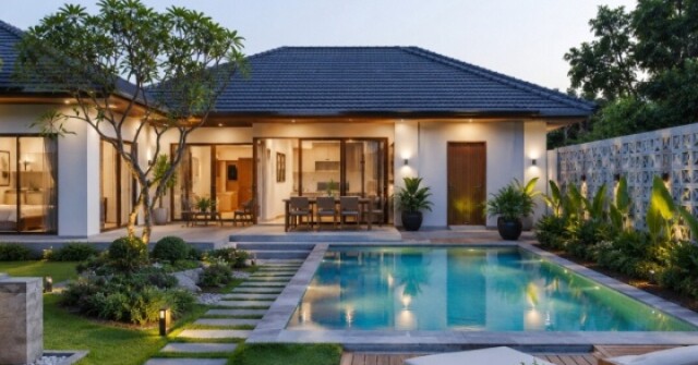 Những mẫu nhà vườn có hồ bơi đẹp, hiện đại