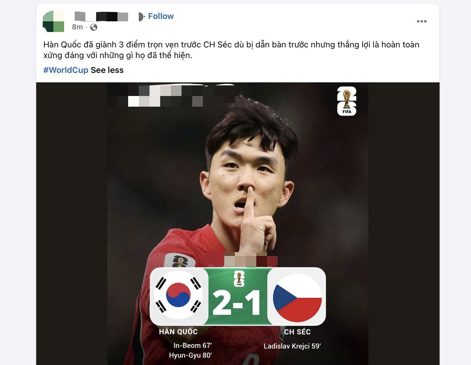 Cứ ngược dòng ngoạn mục giúp ĐT Hàn Quốc có 3 điểm.