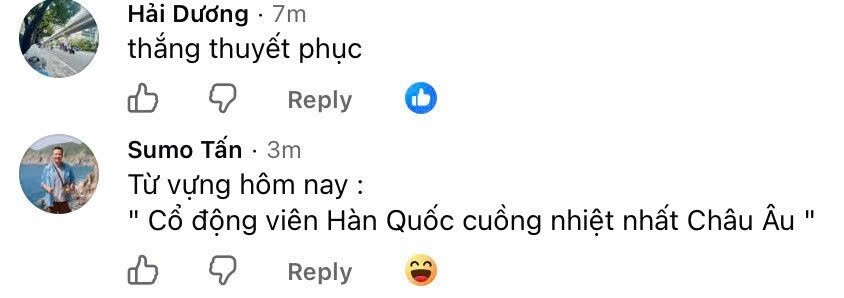 Một số bình luận khác của người hâm mộ bóng đá Việt Nam.