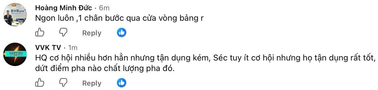 Một số bình luận khác của người hâm mộ bóng đá Việt Nam.