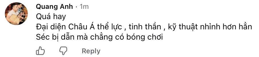 Một số bình luận khác của người hâm mộ bóng đá Việt Nam.