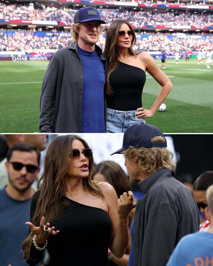 Nữ diễn viên, người mẫu Colombia Sofia Vergara - nổi tiếng trong vai Gloria Delgado của phim "Modern Family" đứng cùng diễn viên Owen Wilson
