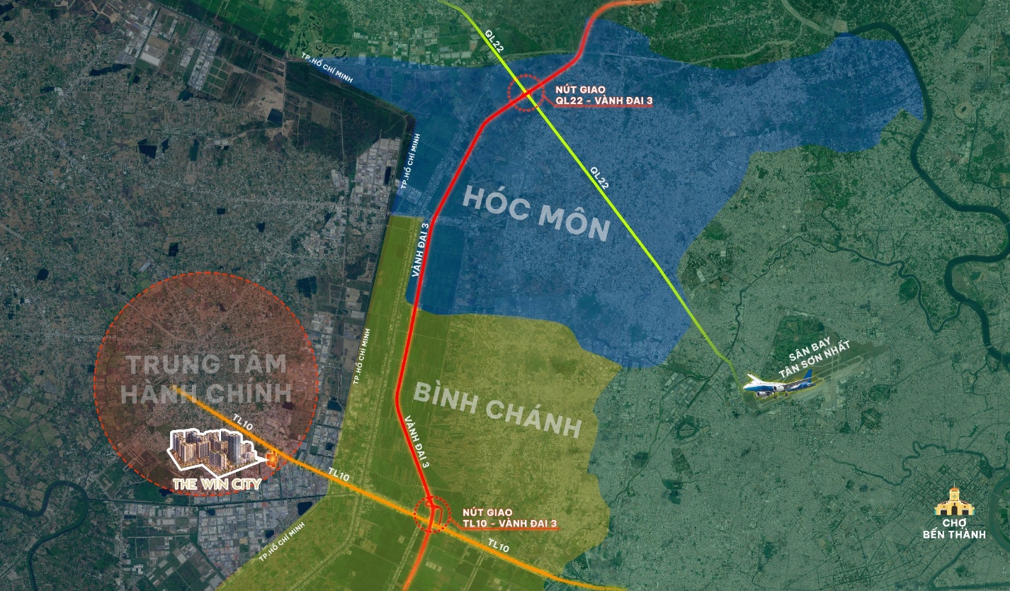 The Win City giáp TP.HCM, cách nút giao Vành đai 3 - Tỉnh lộ 10 chỉ 5 phút di chuyển