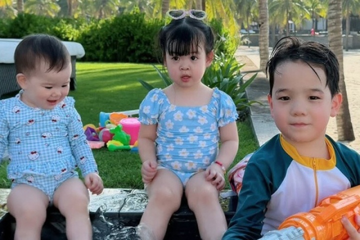 Ảnh sao 14/6: Con gái Đỗ Mỹ Linh đi bơi cùng anh chị họ