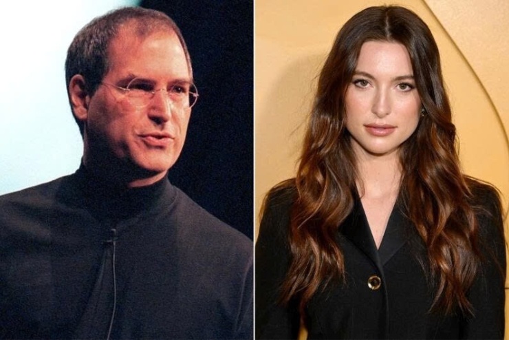 Eve Jobs và cha là Steve Jobs. Ảnh: AFP