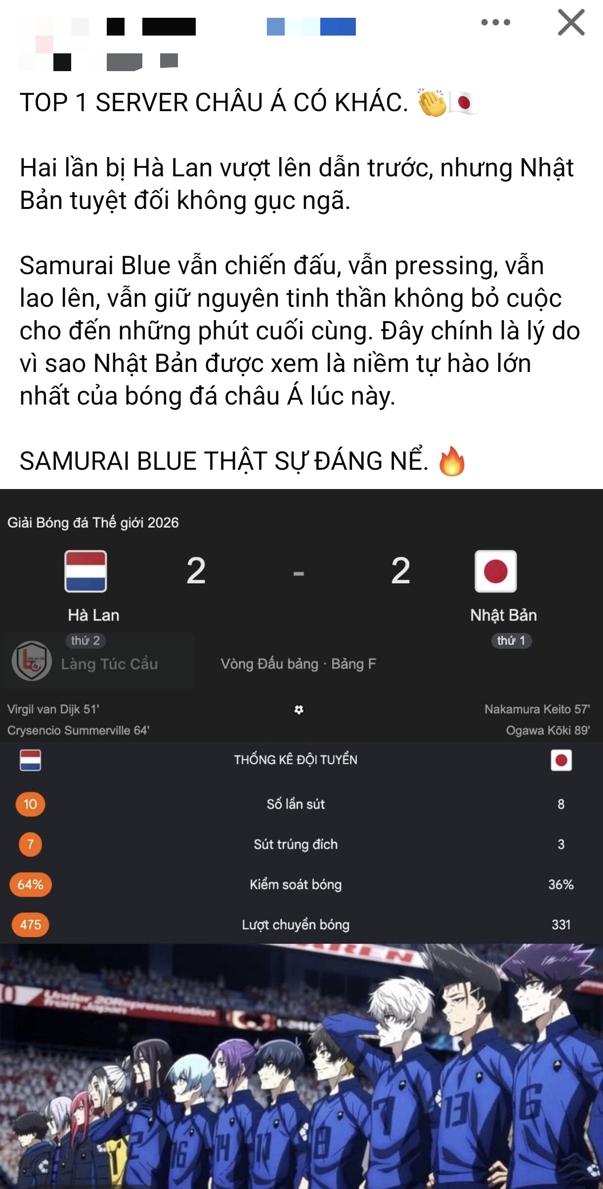 Một số thống kê trận Nhật Bản - Hà Lan.