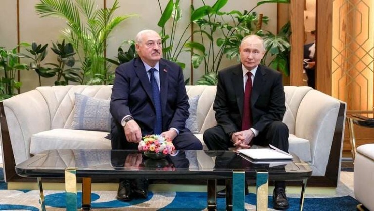 Tổng thống Nga Vladimir Putin và Tổng thống Belarus Alexander Lukashenko tại Astana, Kazakhstan, ngày 29 tháng 5 năm 2026. Ảnh Sputnik