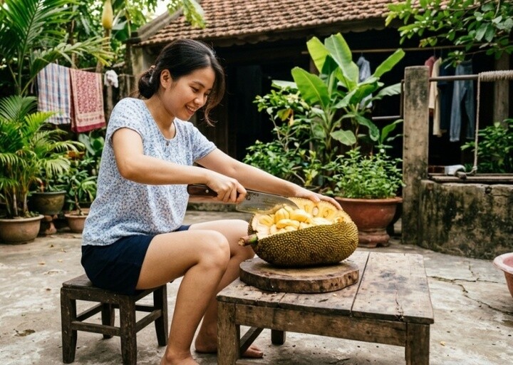 Sau khi bổ mít bị dính nhựa, bạn có thể dùng gạo hoặc bột mì để làm sạch dao. (Ảnh: IG)