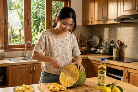 Mẹo bổ mít không dính nhựa vào dao