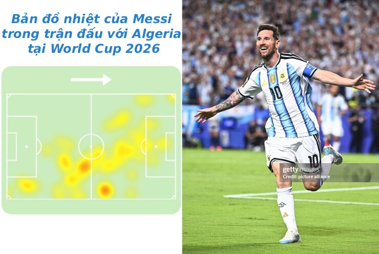 Bản đồ nhiệt của "ông lão" Messi trước Algeria