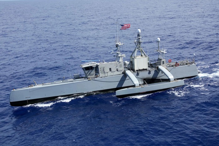 Sea Hunter, tàu mặt nước không người lái của Hải quân Mỹ, có khả năng hoạt động tự động trong thời gian dài để thực hiện nhiệm vụ trinh sát và phát hiện tàu ngầm đối phương. Ảnh: WION