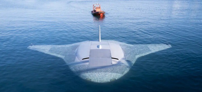 Manta Ray, mẫu "tàu ngầm robot" có hình dáng mô phỏng cá đuối khổng lồ, được Mỹ phát triển nhằm phục vụ các nhiệm vụ trinh sát và tác chiến dưới nước trong thời gian dài. Ảnh: WION