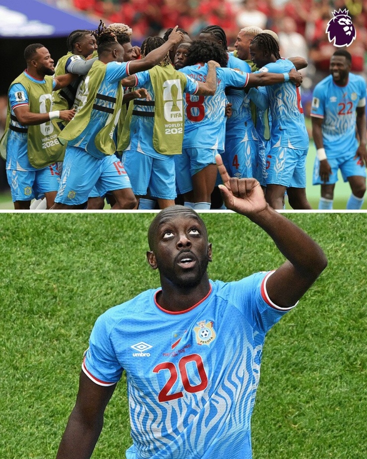 Khoảnh khắc xúc động và niềm vui của Yoane Wissa cùng CHDC Congo. Ảnh: Premier League