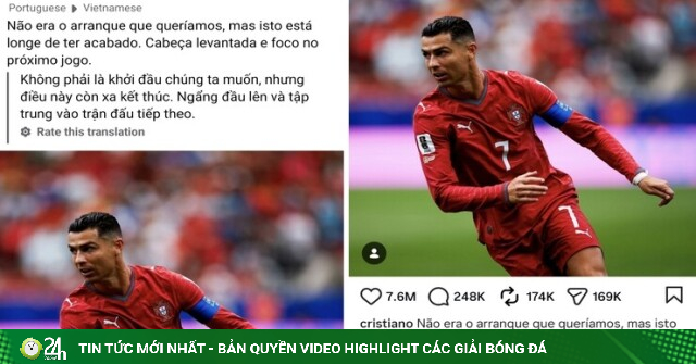 Cristiano Ronaldo lên MXH nói về trận hòa CHDC Congo, nhận tương tác "khủng"