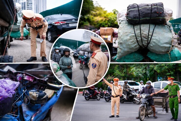 CSGT ngăn chặn hàng loạt xe máy "nhiều không" trên Đại lộ Thăng Long